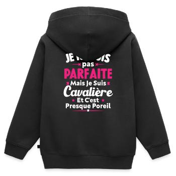 Pas parfaite mais je suis cavalière - Sweat Premium à capuche zippé enfant bio - noir - Dos - AI Model Kid Male (0cm)