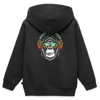 Monkey DJ mit Kopfhörer und Sonnenbrille Geschenki - Kinder Premium Organic Zip Hoodie - Schwarz - Hinten - AI Model Kid Male (0cm)