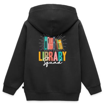 Library Squad - Kids Premium Organic Zip-up Hoodie - black - Back - AI Model Kid Male (0cm)