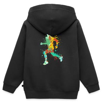 Splash Running Jogging - Sweat Premium à capuche zippé enfant bio - noir - Dos - AI Model Kid Male (0cm)