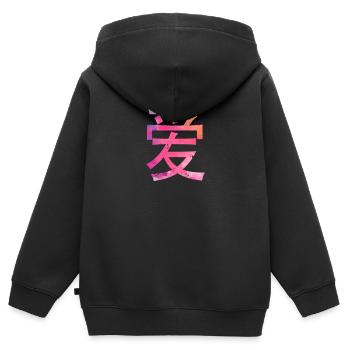 Amour écrit en caractères chinois - Sweat Premium à capuche zippé enfant bio - noir - Dos - AI Model Kid Male (0cm)