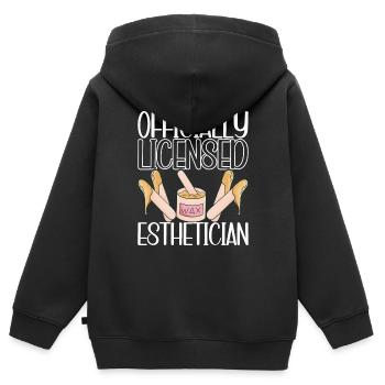 Kosmetikerin Kosmetik - Kinder Premium Organic Zip Hoodie - Schwarz - Hinten - AI Model Kid Male (0cm)