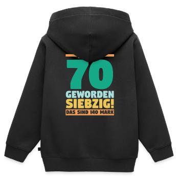 Siebzig Siebzigster 70 Jahre Geburtstag - Kinder Premium Organic Zip Hoodie - Schwarz - Hinten - AI Model Kid Male (0cm)