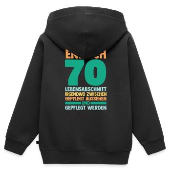 Siebzig Siebzigster 70 Jahre Geburtstag - Kinder Premium Organic Zip Hoodie - Schwarz - Hinten - AI Model Kid Male (0cm)