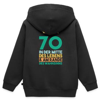 Siebzig Siebzigster 70 Jahre Geburtstag - Kinder Premium Organic Zip Hoodie - Schwarz - Hinten - AI Model Kid Male (0cm)