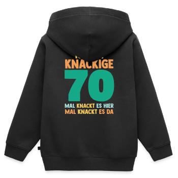 Siebzig 70 Jahre Siebzigster Geburtstag - Kinder Premium Organic Zip Hoodie - Schwarz - Hinten - AI Model Kid Male (0cm)