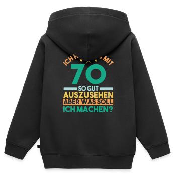Siebzig Siebzigster 70 Jahre Geburtstag - Kinder Premium Organic Zip Hoodie - Schwarz - Hinten - AI Model Kid Male (0cm)