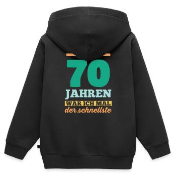 Siebzig 70 Jahre Siebzigster Geburtstag - Kinder Premium Organic Zip Hoodie - Schwarz - Hinten - AI Model Kid Male (0cm)