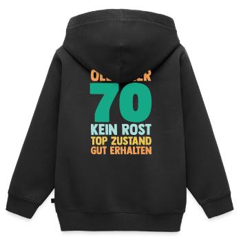 Siebzig 70 Jahre Siebzigster Geburtstag - Kinder Premium Organic Zip Hoodie - Schwarz - Hinten - AI Model Kid Male (0cm)