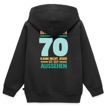 Siebzig 70 Jahre Siebzigster Geburtstag - Kinder Premium Organic Zip Hoodie - Schwarz - Hinten - AI Model Kid Male (0cm)