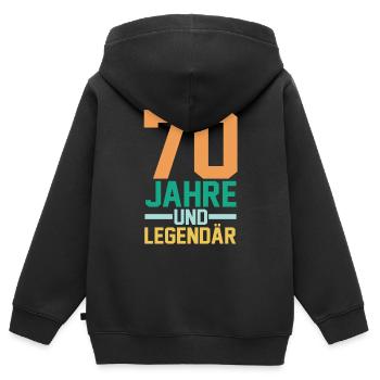 Siebzig 70 Jahre Siebzigster Geburtstag - Kinder Premium Organic Zip Hoodie - Schwarz - Hinten - AI Model Kid Male (0cm)