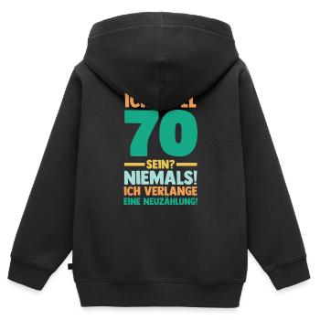 Siebzig 70 Jahre Siebzigster Geburtstag - Kinder Premium Organic Zip Hoodie - Schwarz - Hinten - AI Model Kid Male (0cm)