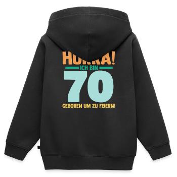 Siebzig 70 Jahre Siebzigster Geburtstag - Kinder Premium Organic Zip Hoodie - Schwarz - Hinten - AI Model Kid Male (0cm)
