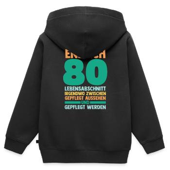 Achtzig Achtzigster 80 Jahre Geburtstag - Kinder Premium Organic Zip Hoodie - Schwarz - Hinten - AI Model Kid Male (0cm)