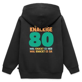 Achtzig 80 Jahre Achtzigster Geburtstag - Kinder Premium Organic Zip Hoodie - Schwarz - Hinten - AI Model Kid Male (0cm)