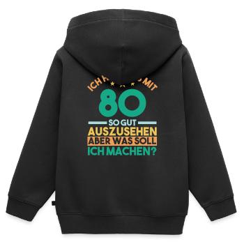 Achtzig Achtzigster 80 Jahre Geburtstag - Kinder Premium Organic Zip Hoodie - Schwarz - Hinten - AI Model Kid Male (0cm)