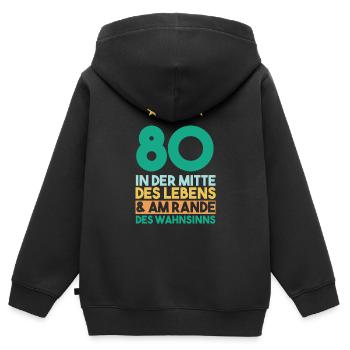 Achtzig Achtzigster 80 Jahre Geburtstag - Kinder Premium Organic Zip Hoodie - Schwarz - Hinten - AI Model Kid Male (0cm)
