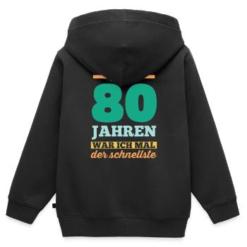 Achtzig 80 Jahre Achtzigster Geburtstag - Kinder Premium Organic Zip Hoodie - Schwarz - Hinten - AI Model Kid Male (0cm)