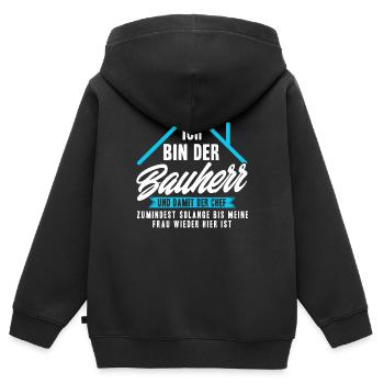 Ich Bin Nur der Bauherr - Kinder Premium Organic Zip Hoodie - Schwarz - Hinten - AI Model Kid Male (0cm)