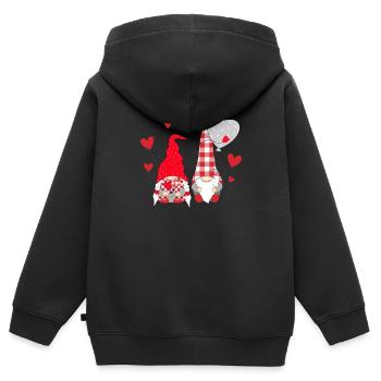 Rosa Gnome Liebe Plaid Herz Luftballons Valentinst - Kinder Premium Organic Zip Hoodie - Schwarz - Hinten - AI Model Kid Male (0cm)