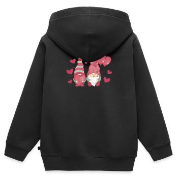 Rosa Gnome Liebe Plaid Herz Luftballons Valentin - Kinder Premium Organic Zip Hoodie - Schwarz - Hinten - AI Model Kid Male (0cm)
