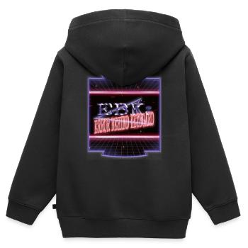 Plage Bubaprints sous l’arbre Dinosaure cadeau - Sweat Premium à capuche zippé enfant bio - noir - Dos - AI Model Kid Male (0cm)