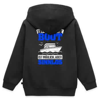 Boot Yacht Jolle Kajak Fan Geschenk Kapitän Schiff - Kinder Premium Organic Zip Hoodie - Schwarz - Hinten - AI Model Kid Male (0cm)