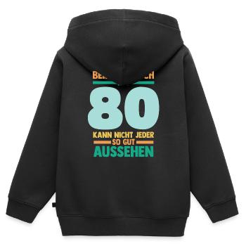 Achtzig 80 Jahre Achtzigster Geburtstag - Kinder Premium Organic Zip Hoodie - Schwarz - Hinten - AI Model Kid Male (0cm)