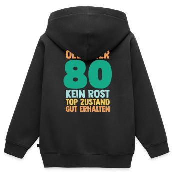 Achtzig 80 Jahre Achtzigster Geburtstag - Kinder Premium Organic Zip Hoodie - Schwarz - Hinten - AI Model Kid Male (0cm)