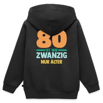Achtzig 80 Jahre Achtzigster Geburtstag - Kinder Premium Organic Zip Hoodie - Schwarz - Hinten - AI Model Kid Male (0cm)