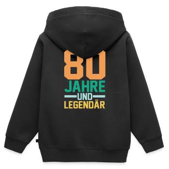 Achtzig 80 Jahre Achtzigster Geburtstag - Kinder Premium Organic Zip Hoodie - Schwarz - Hinten - AI Model Kid Male (0cm)