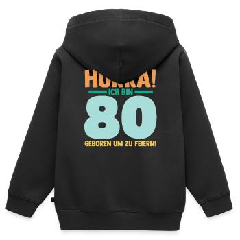 Achtzig 80 Jahre Achtzigster Geburtstag - Kinder Premium Organic Zip Hoodie - Schwarz - Hinten - AI Model Kid Male (0cm)