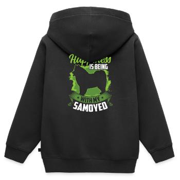 Samojede ist glücklich sein Samojedenspitz - Kinder Premium Organic Zip Hoodie - Schwarz - Hinten - AI Model Kid Male (0cm)