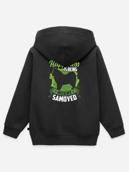 Samojede ist glücklich sein Samojedenspitz - Kinder Premium Organic Zip Hoodie - Schwarz