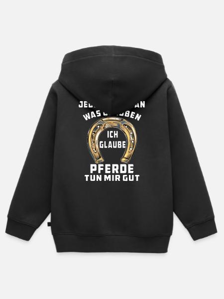 PFERDE TUN MIR GUT - Kinder Premium Organic Zip Hoodie - Schwarz