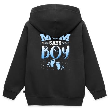 Mama sagt, Mädchen Geschlecht enthüllt neugeborenes Mädchen Baby - Kinder Premium Organic Zip Hoodie - Schwarz - Hinten - AI Model Kid Male (0cm)