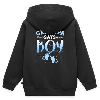 Opa sagt, dass das Geschlecht des Mädchens das neugeborene Mädchen Baby enthüllt - Kinder Premium Organic Zip Hoodie - Schwarz - Hinten - AI Model Kid Male (0cm)