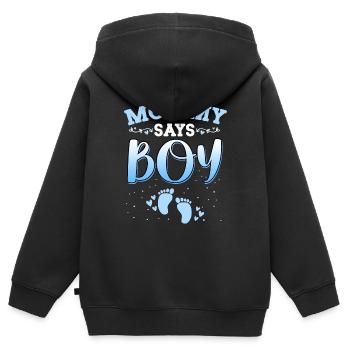 Mama sagt, Mädchen Geschlecht enthüllt neugeborenes Mädchen Baby - Kinder Premium Organic Zip Hoodie - Schwarz - Hinten - AI Model Kid Male (0cm)