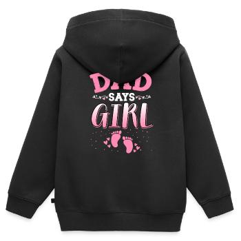 Papa sagt, dass das Geschlecht des Mädchens das neugeborene Mädchen Baby enthüllt - Kinder Premium Organic Zip Hoodie - Schwarz - Hinten - AI Model Kid Male (0cm)