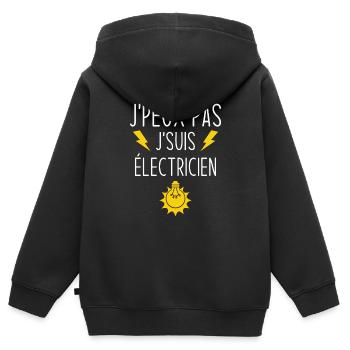 Ich kann nicht Ich bin Elektriker - Kinder Premium Organic Zip Hoodie - Schwarz - Hinten - AI Model Kid Male (0cm)