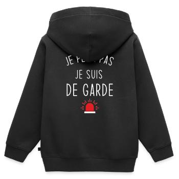 Je peux pas je suis de garde - Sweat Premium à capuche zippé enfant bio - noir - Dos - AI Model Kid Male (0cm)
