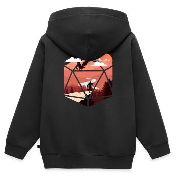 RPG RPG jeux de rôle sur table jeu de rôle de joueur - Sweat Premium à capuche zippé enfant bio - noir - Dos - AI Model Kid Male (0cm)