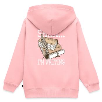 Autor Schreiber - Kinder Premium Organic Zip Hoodie - Rosa - Hinten - AI Model Kid Female (0cm)