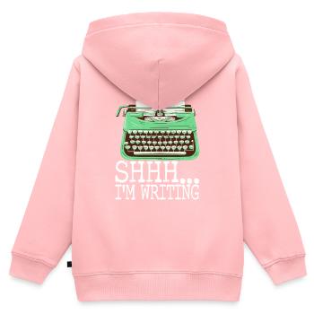 Autor Schreiber - Kinder Premium Organic Zip Hoodie - Rosa - Hinten - AI Model Kid Female (0cm)