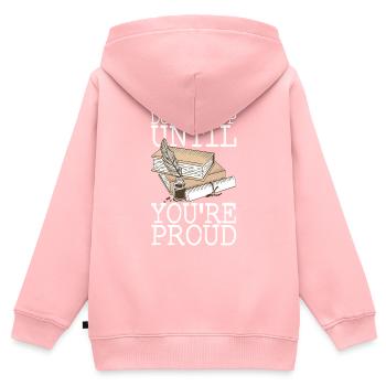 Autor Schreiber - Kinder Premium Organic Zip Hoodie - Rosa - Hinten - AI Model Kid Female (0cm)
