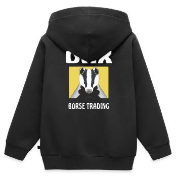 DAX BÖRSE TRADING - Kinder Premium Organic Zip Hoodie - Schwarz - Hinten - AI Model Kid Male (0cm)