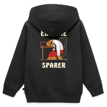 MENSCH SCHLAFEN ENERGIE SPARER - Kinder Premium Organic Zip Hoodie - Schwarz - Hinten - AI Model Kid Male (0cm)