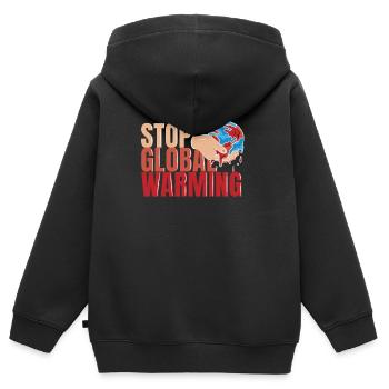 STOP GLOBAL WARMING - Changement climatique - Protection du climat - Sweat Premium à capuche zippé enfant bio - noir - Dos - AI Model Kid Male (0cm)