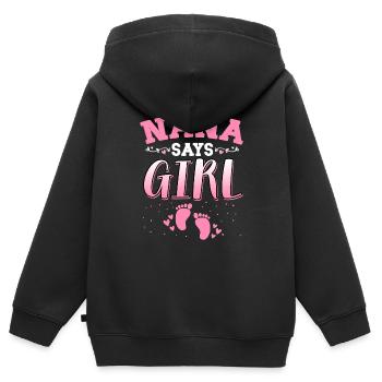 Nana sagt, dass das Geschlecht des Mädchens das neugeborene Mädchen Baby enthüllt - Kinder Premium Organic Zip Hoodie - Schwarz - Hinten - AI Model Kid Male (0cm)