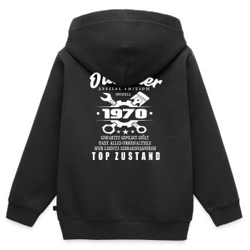 Oldtimer Special Edition Modell 1970 - Kinder Premium Organic Zip Hoodie - Schwarz - Hinten - AI Model Kid Male (0cm)